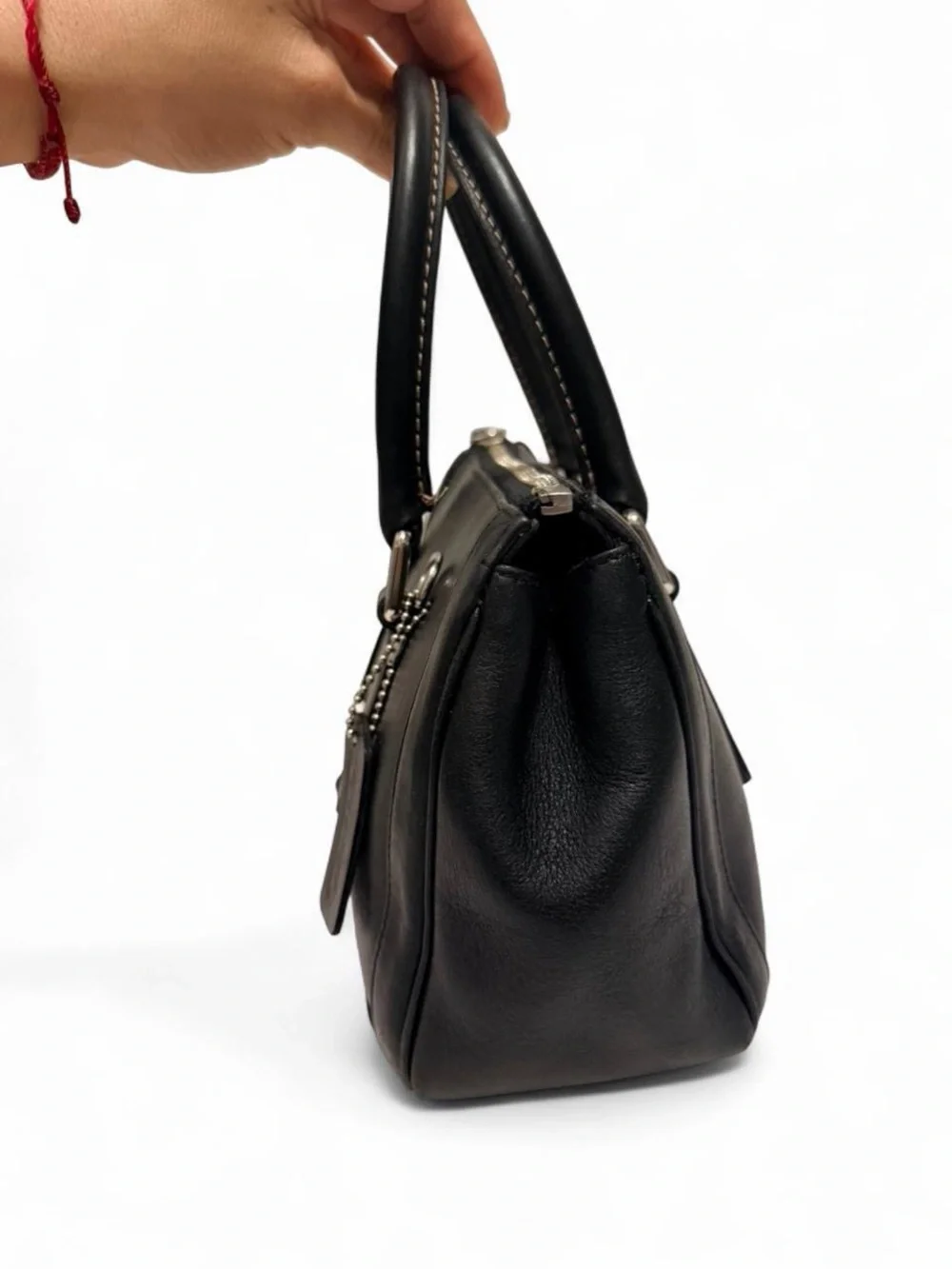 Coach Black Leather Mini Satchel with Double Top Handles
